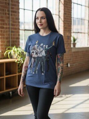 Suicide Squad DC Comics ✦ Joker Harley Quinn Arkham Graphic Tee ✦ Blue Heather S